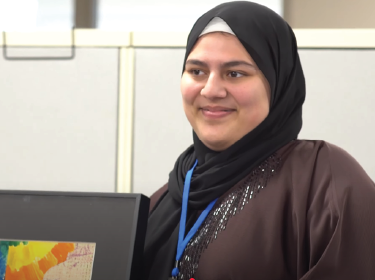 girl wearing hijab and frame